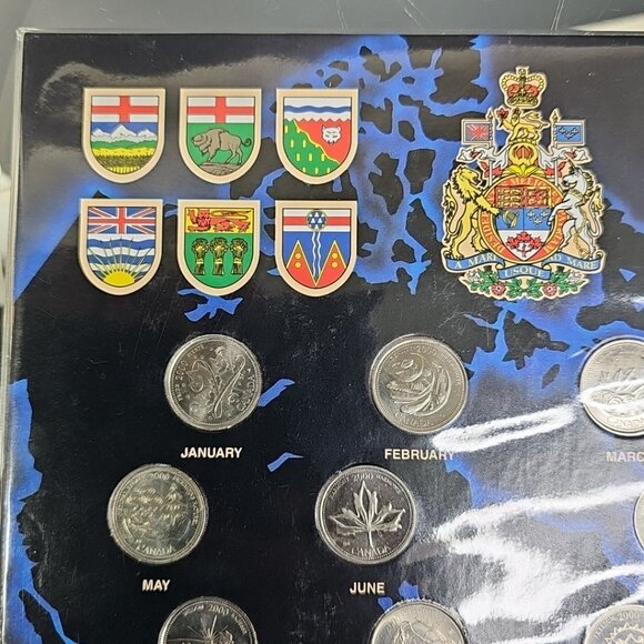 2000 CANADA MILLENNIUM QUARTERS UNC SET OF 12 COINS Gift Set - Picture 8 of 11
